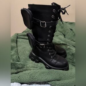 Brand “Bamboo” Black Combat Boots 7